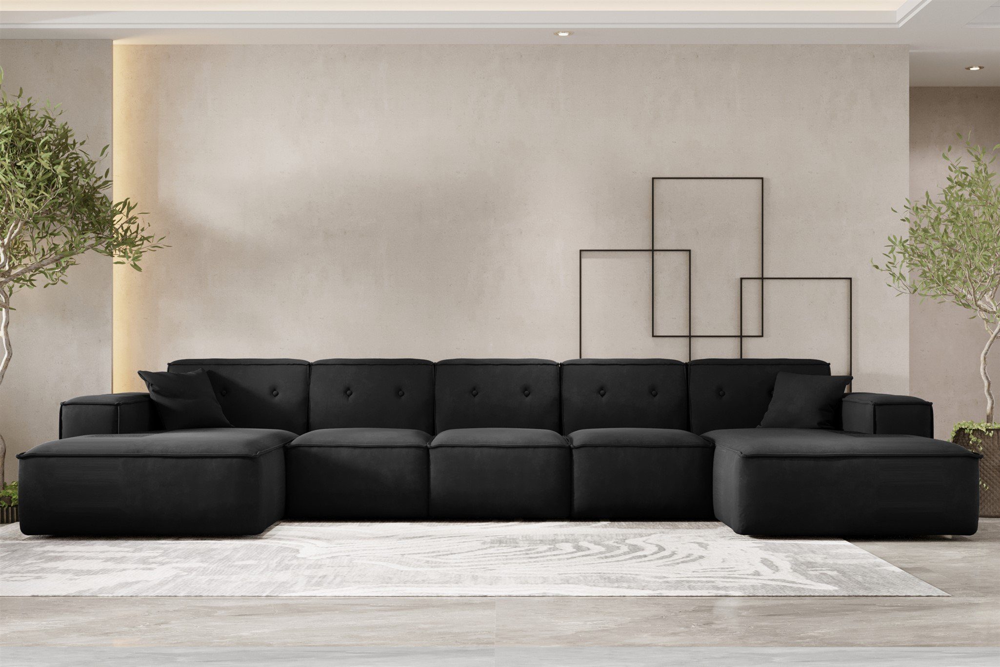 XL Sofa CESINA in Fun Möbel inkl. Zierkissen, Wohnlandschaft U-Form 2 Rundumbezug Stoff,