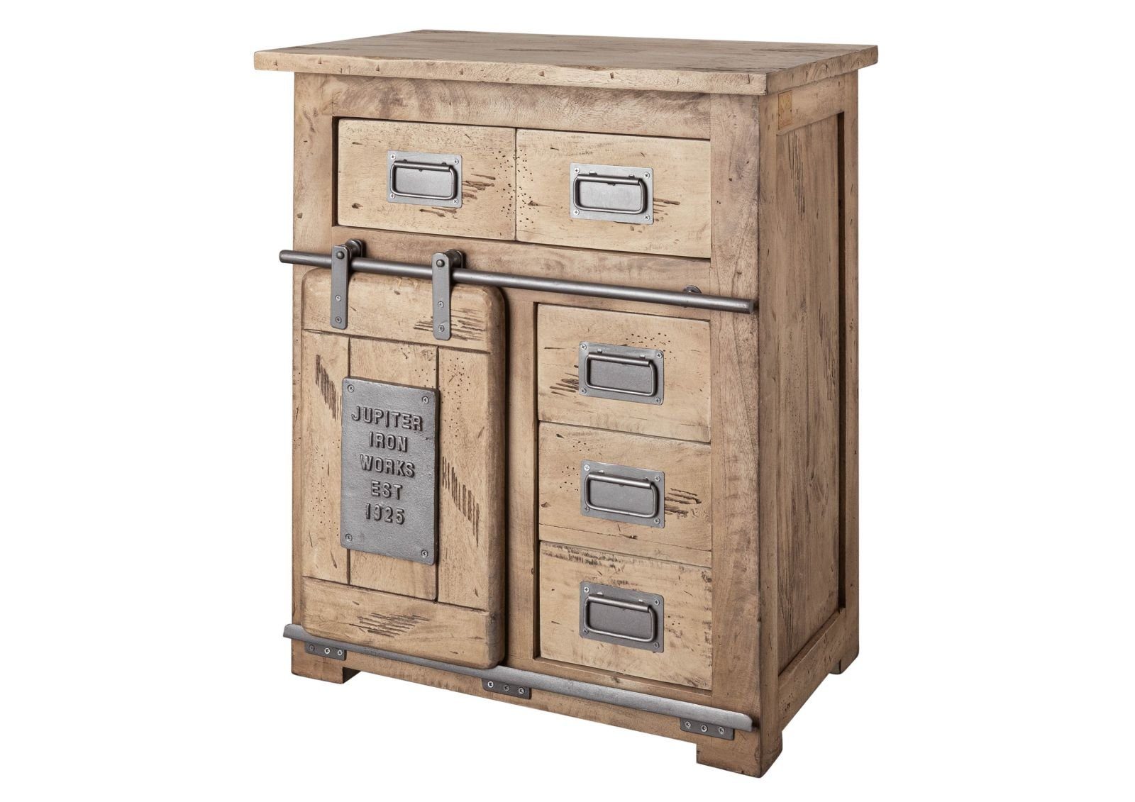 Massivmoebel24 Kommode RAILWAY (Massivholz), Kommode Mango 70x45x85 whitewash lackiert RAILWAY #311