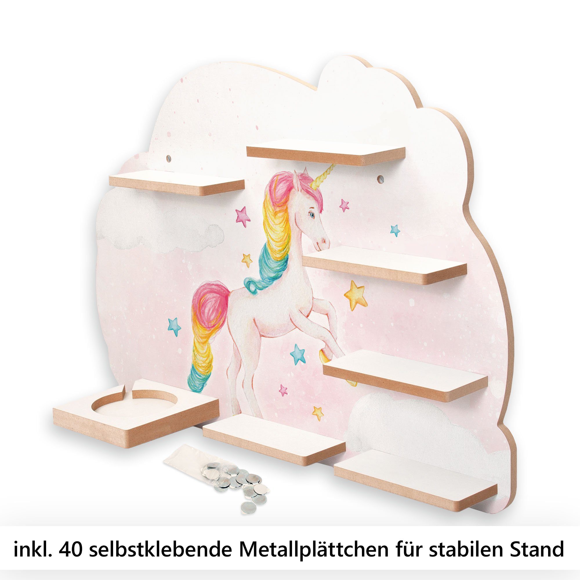 Kreative Feder Wandregal MUSIKBOX-REGAL Magisches Einhorn, für TONIE-BOX und TONIES inkl. 40 Metallplättchen