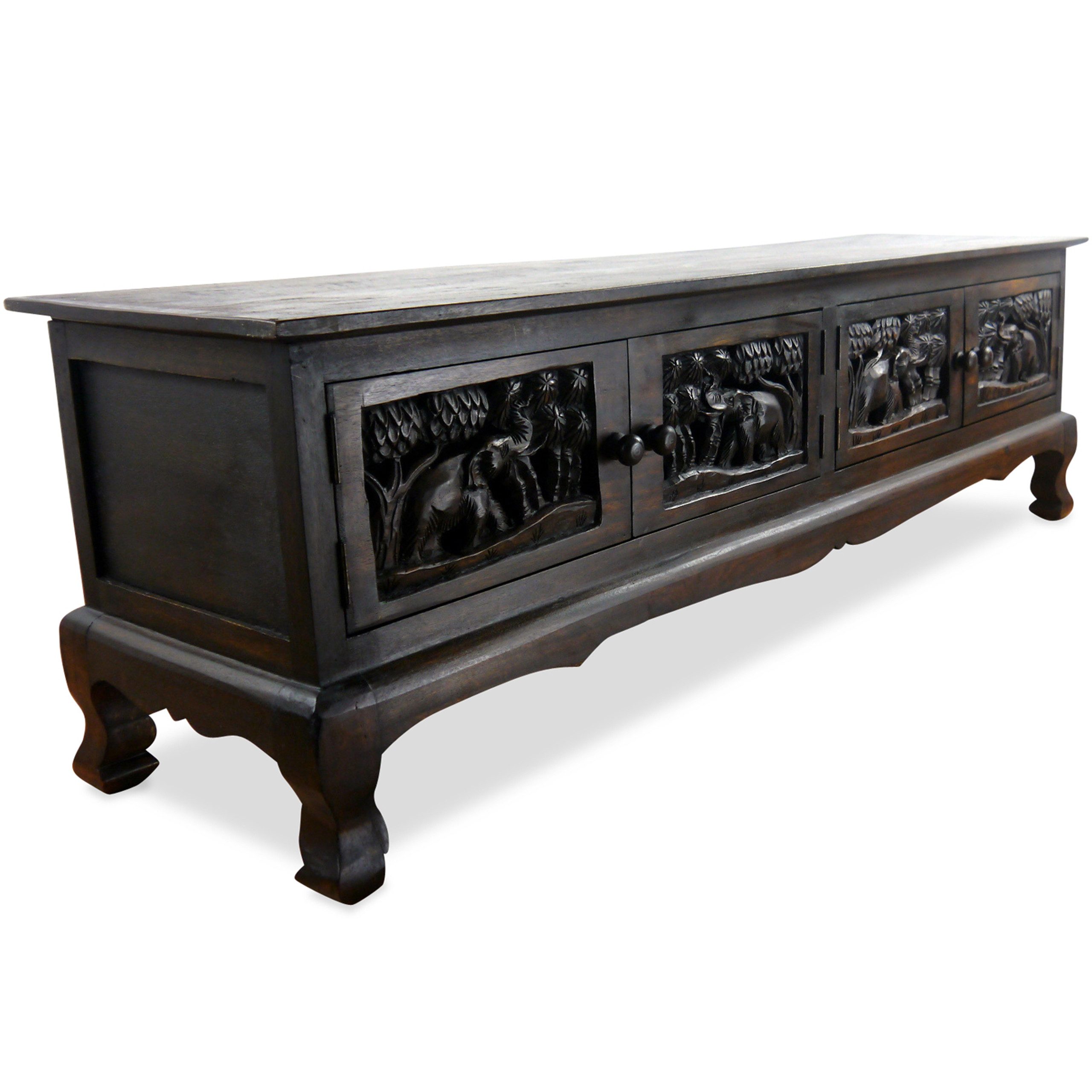 livasia Sideboard Sideboard Massivholz Akazie 155x40x45cm handgeschnitzt aus Thailand