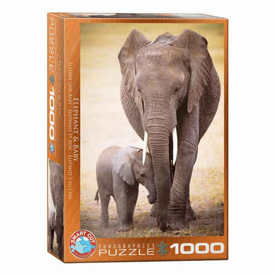 EUROGRAPHICS Puzzle Elephant & Baby, 1000 Puzzleteile