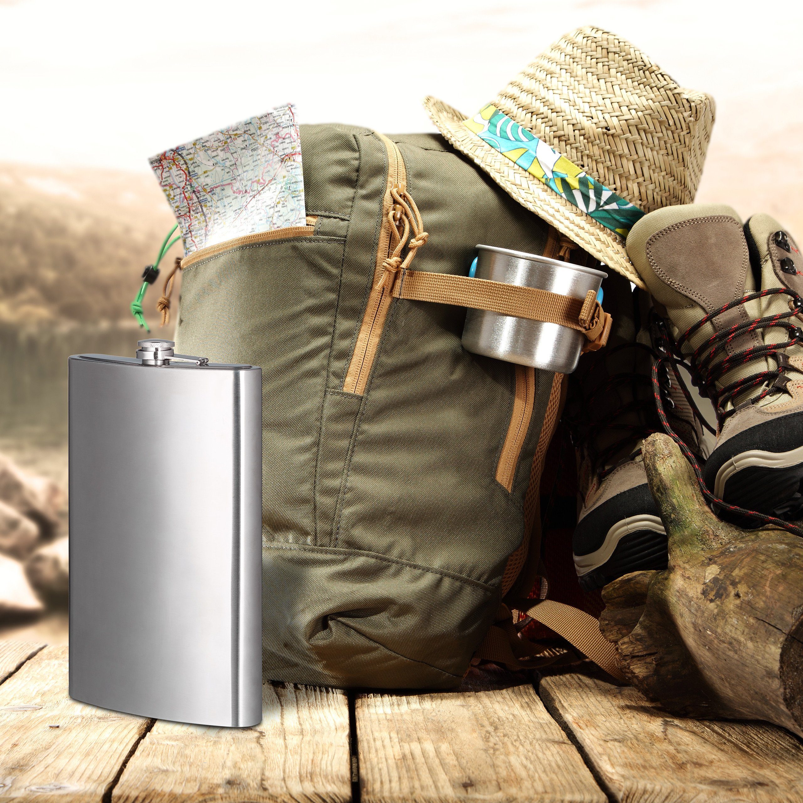 relaxdays Flachmann XXL 1,8l aus Edelstahl