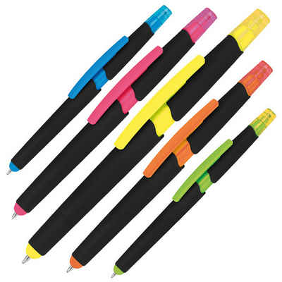 Livepac Office Kugelschreiber 5 Touchpen Kugelschreiber mit Textmarker / 5 verschiedene Farben