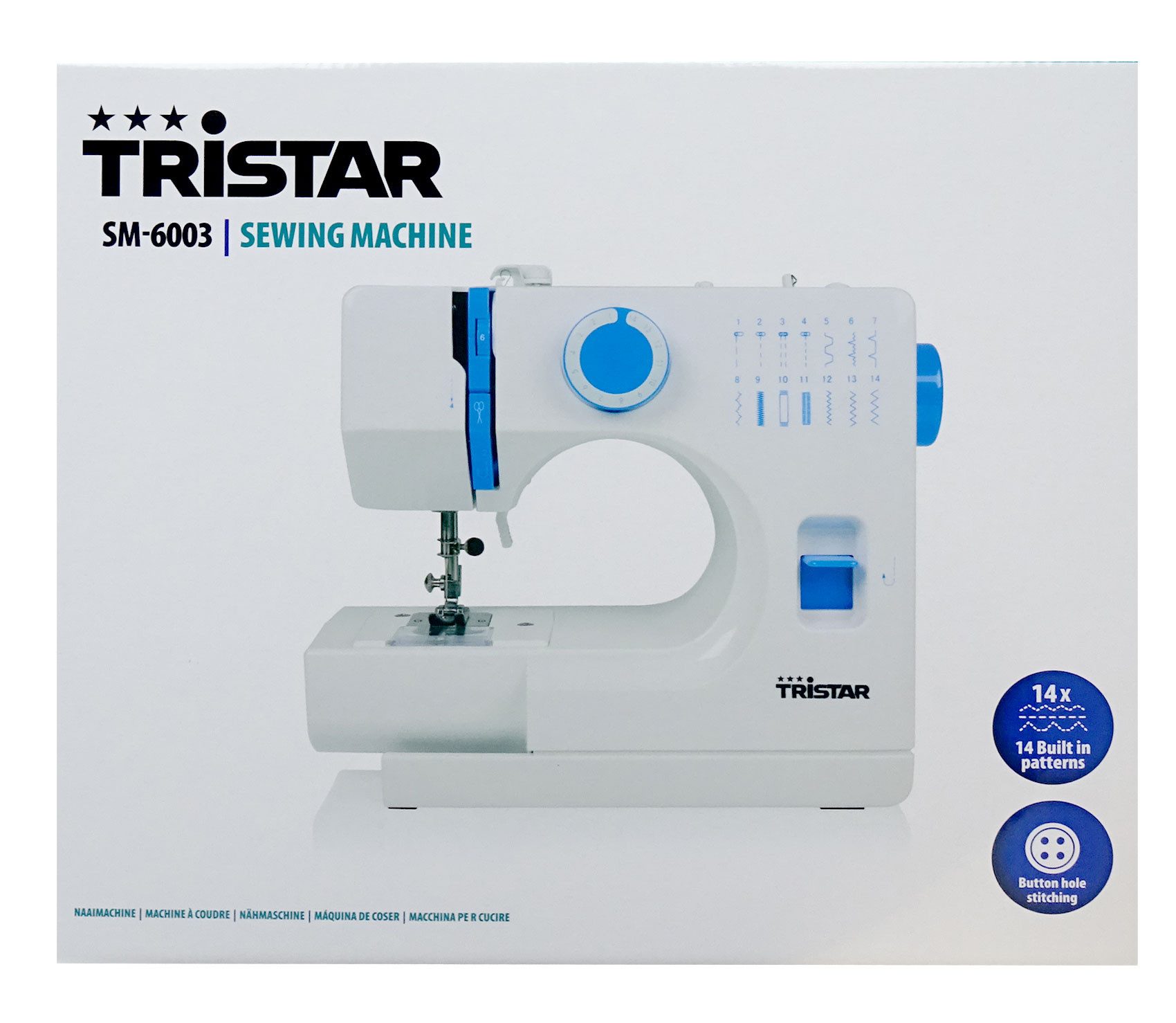 Tristar Nähmaschine SM-6003 Nähmaschine, 14 integrierte Stichmuster, LED-Beleuchtung