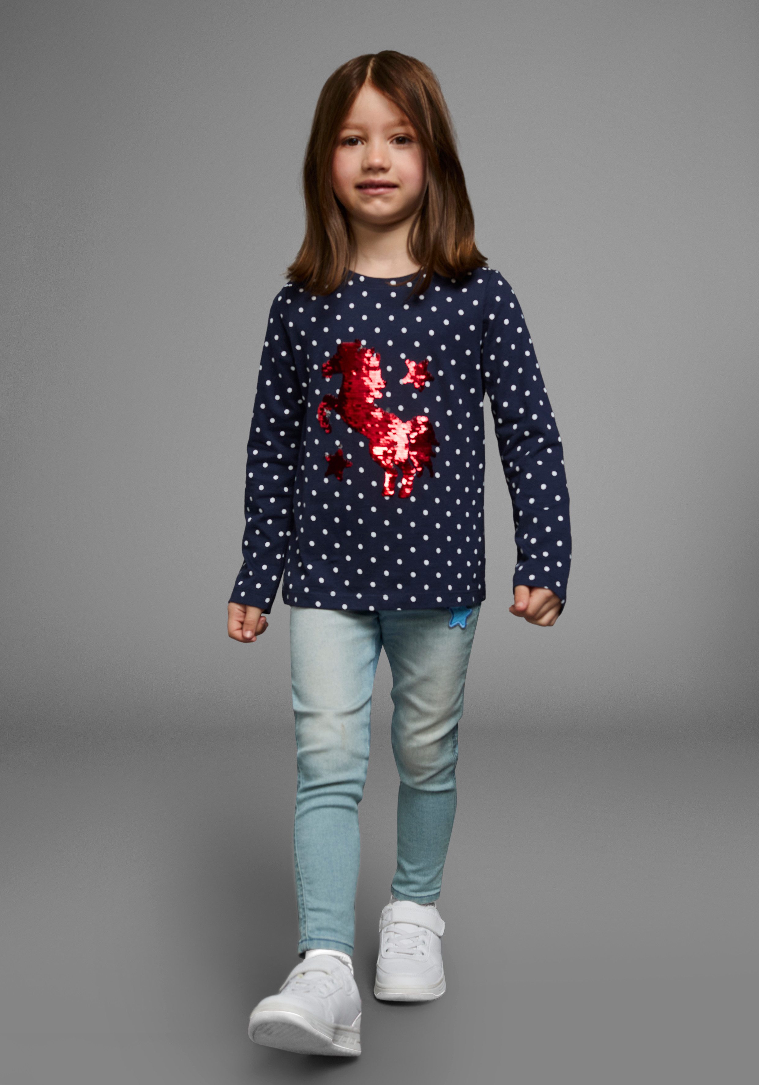 KIDSWORLD Langarmshirt für kleine Mädchen Langarm, Basic-Passform, bedruckt, Rundhalsausschnitt – Bild 4 von 5