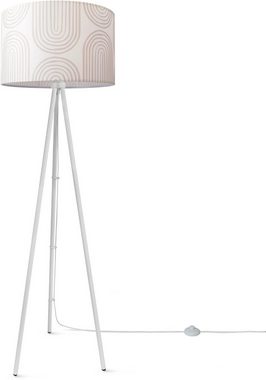 Paco Home Stehlampe Trina Pillar, ohne Leuchtmittel, Stativ Wohnzimmer Dreibein Stehlampe Mit Stoffschirm Retro Modern