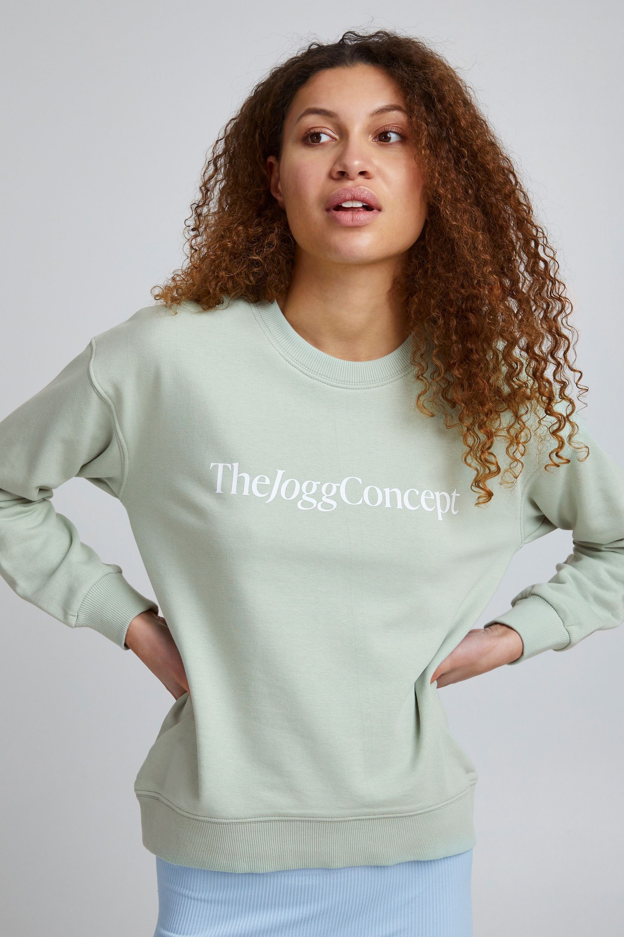 TheJoggConcept. Sweatshirt JCSAFINE SWEATSHIRT - 22800015 Sportlicher Sweater mit Logo-Print Frosty Green (155706)