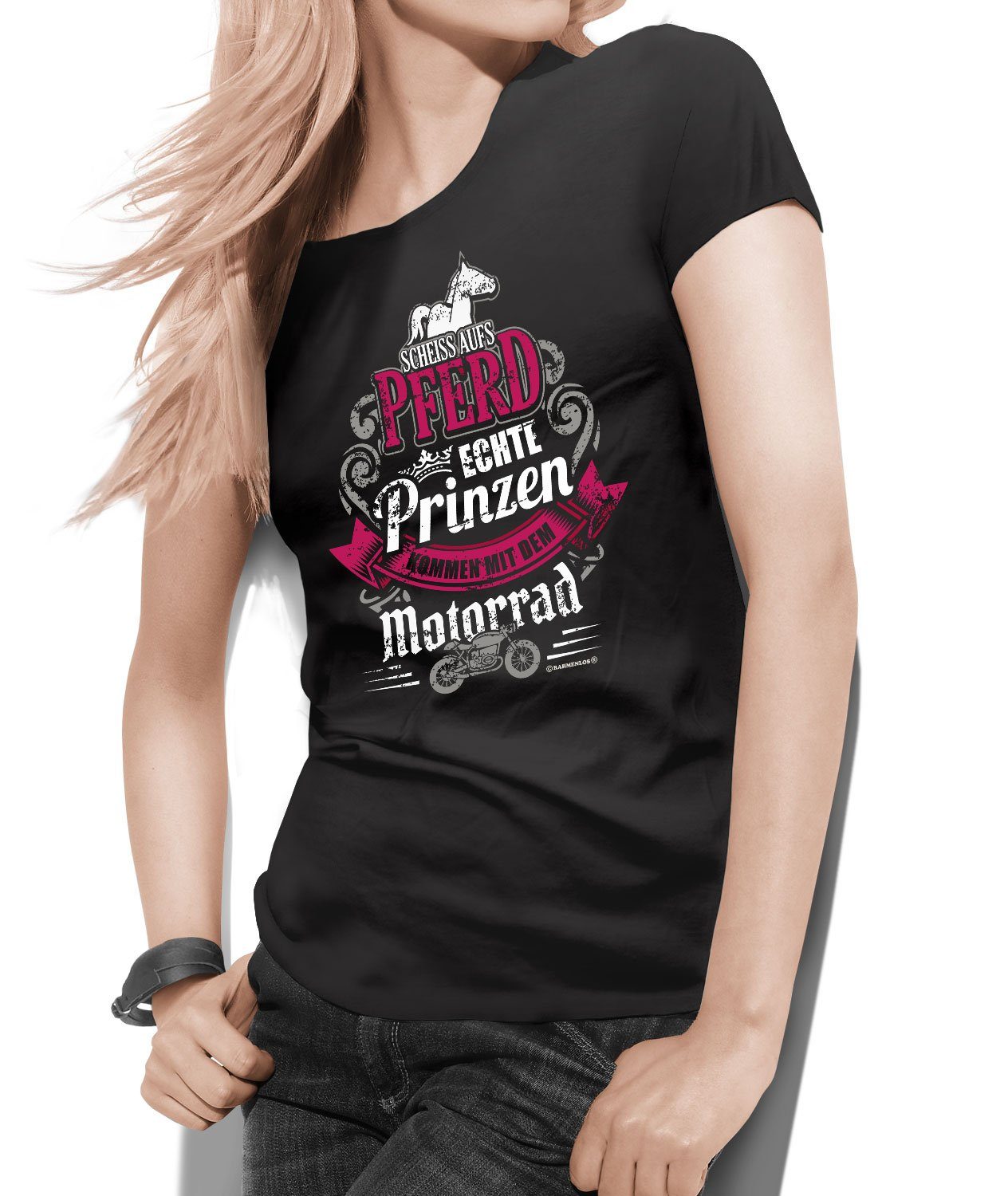 GASOLINE BANDIT® T-Shirt Damen Lady Biker-Shirt - Scheiss aufs Pferd