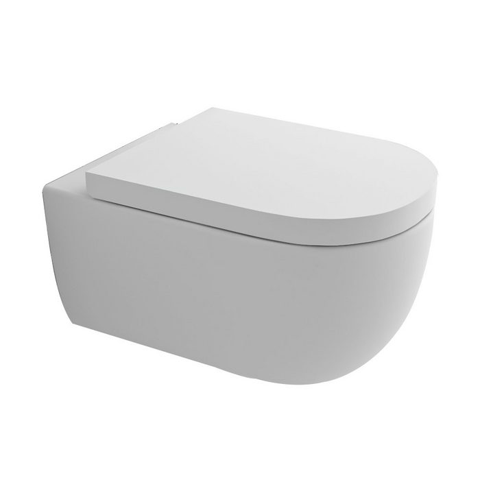 Alpenberger Tiefspül-WC Tiefspül-WC inkl. abnehmbaren WC-Sitz SoftClose Wandmontage Abgang Waagerecht Komplett Set Nanobeschichtung