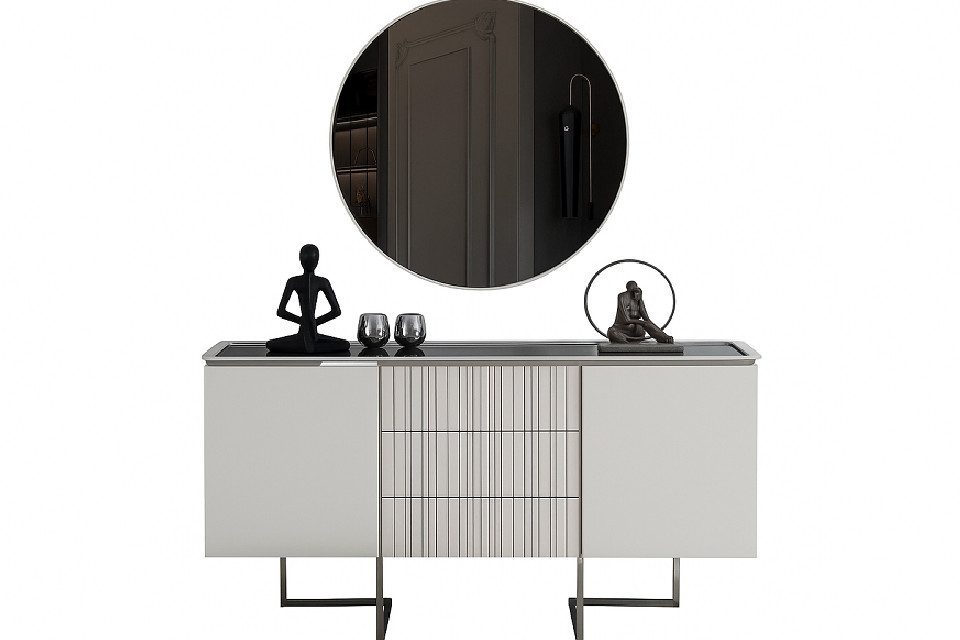 Xlmoebel Kombikommode Moderne Kommode mit Spiegel und Schminktisch in Weiß Holzdesign (2 St), Hergestellt in Europa