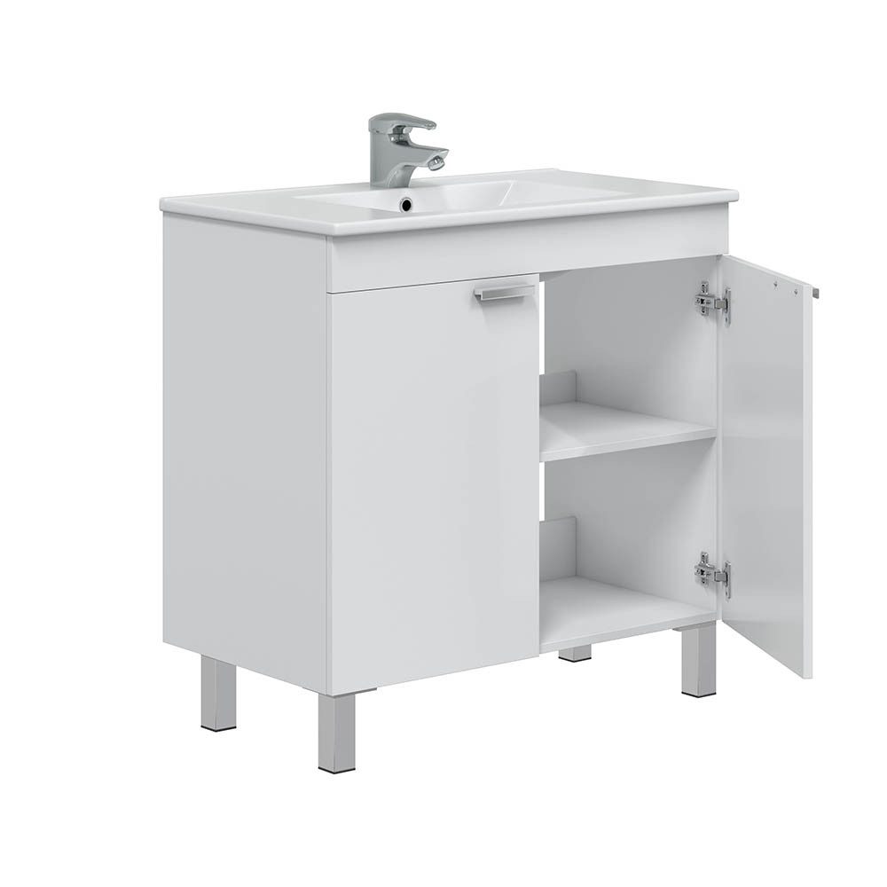 freiraum Waschbeckenunterschrank ECO KIT in Weiß glänzend - 80x80x45cm (BxHxT)