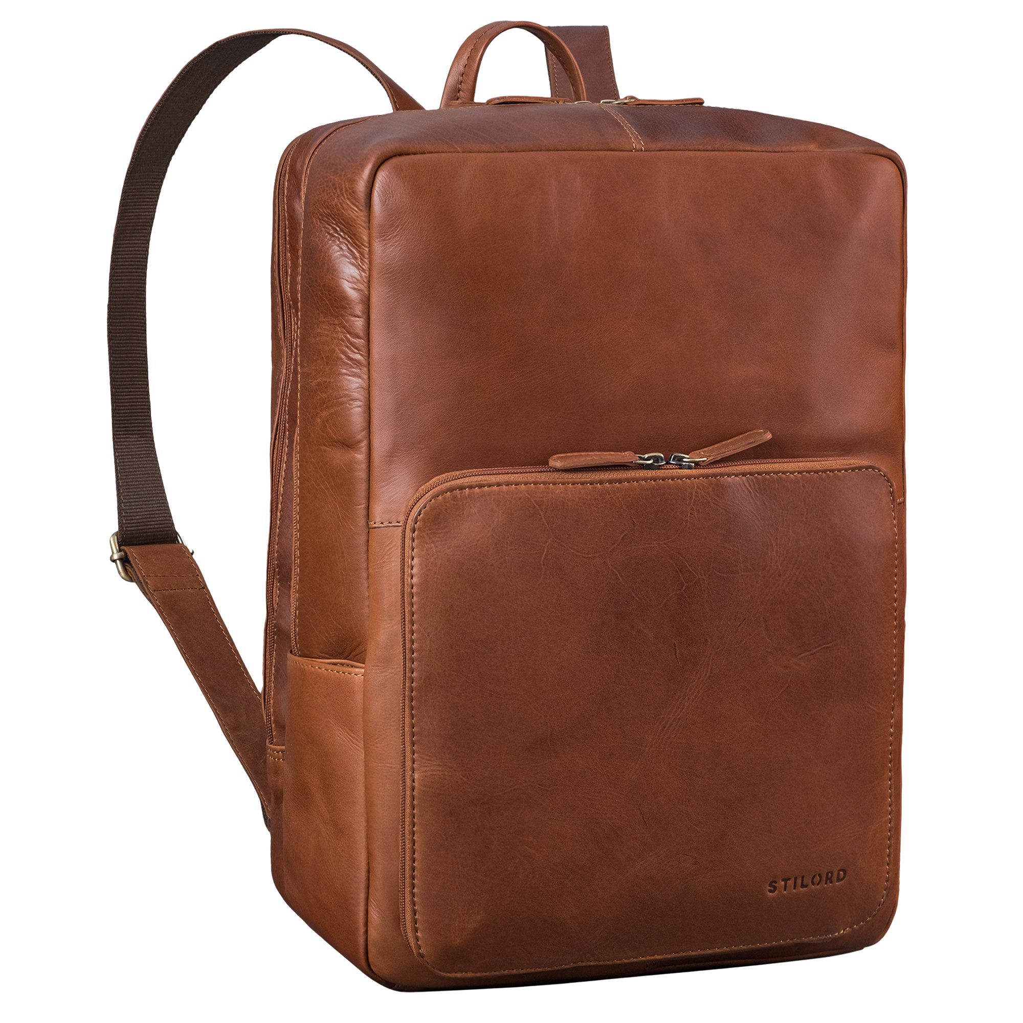 Notebookrucksack "Nicolo" XXL Business Rucksack Herren Leder Laptoprucksack 17 Zoll