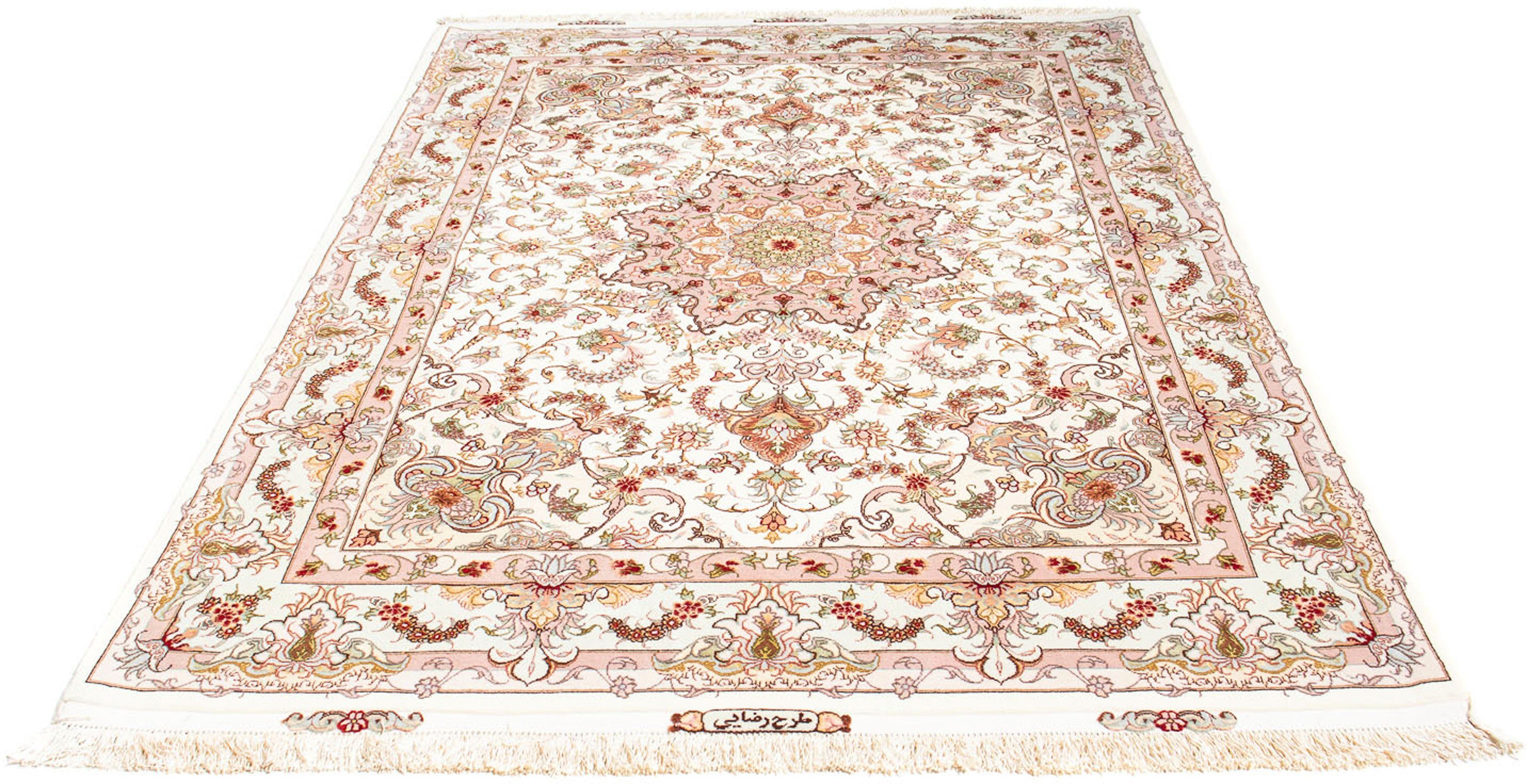 Orientteppich Perser - Täbriz - Royal - 212 x 150 cm - beige, morgenland, rechteckig, Höhe: 7 mm, Wohnzimmer, Handgeknüpft, Einzelstück mit Zertifikat