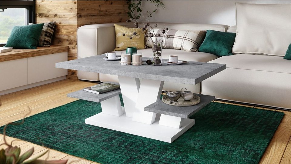 designimpex Couchtisch Design Viva Tisch Wohnzimmertisch 110x60x45 cm mit  Ablagefläche
