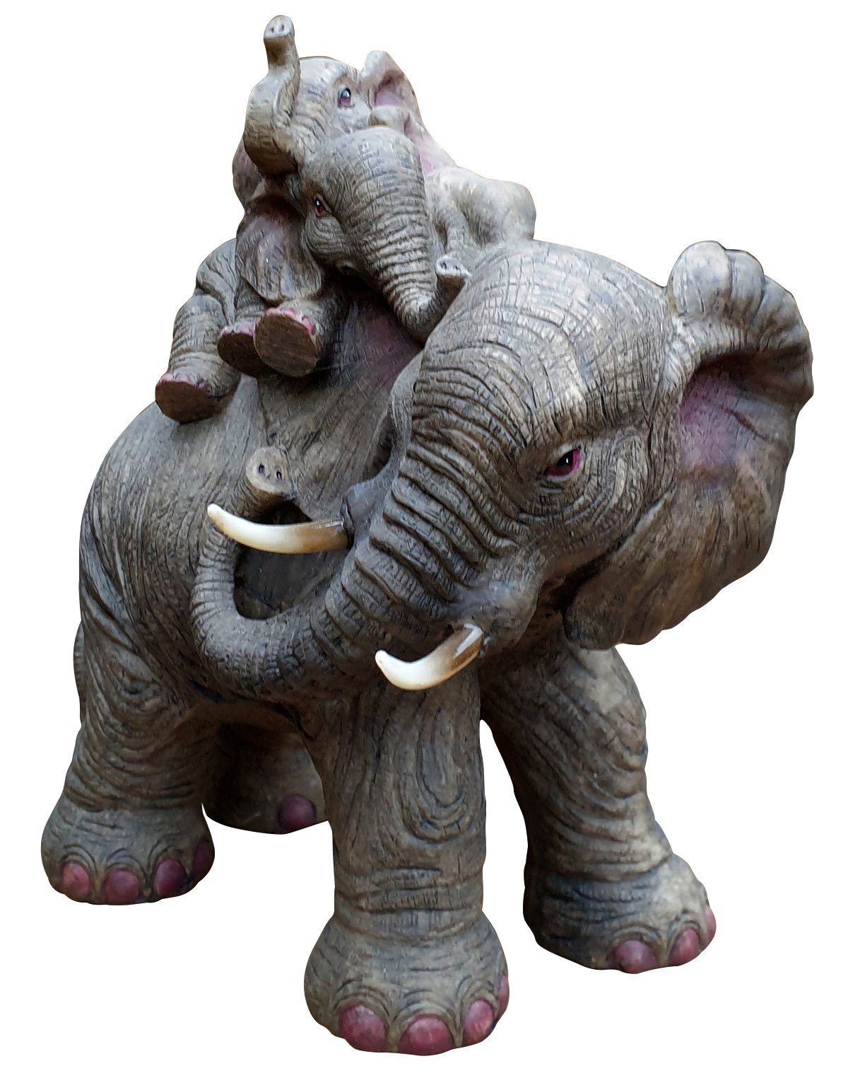 Skulptur, mit St), Gartenfigur Fachhandel Plus wetterfest Elefantenmama (1 Babys