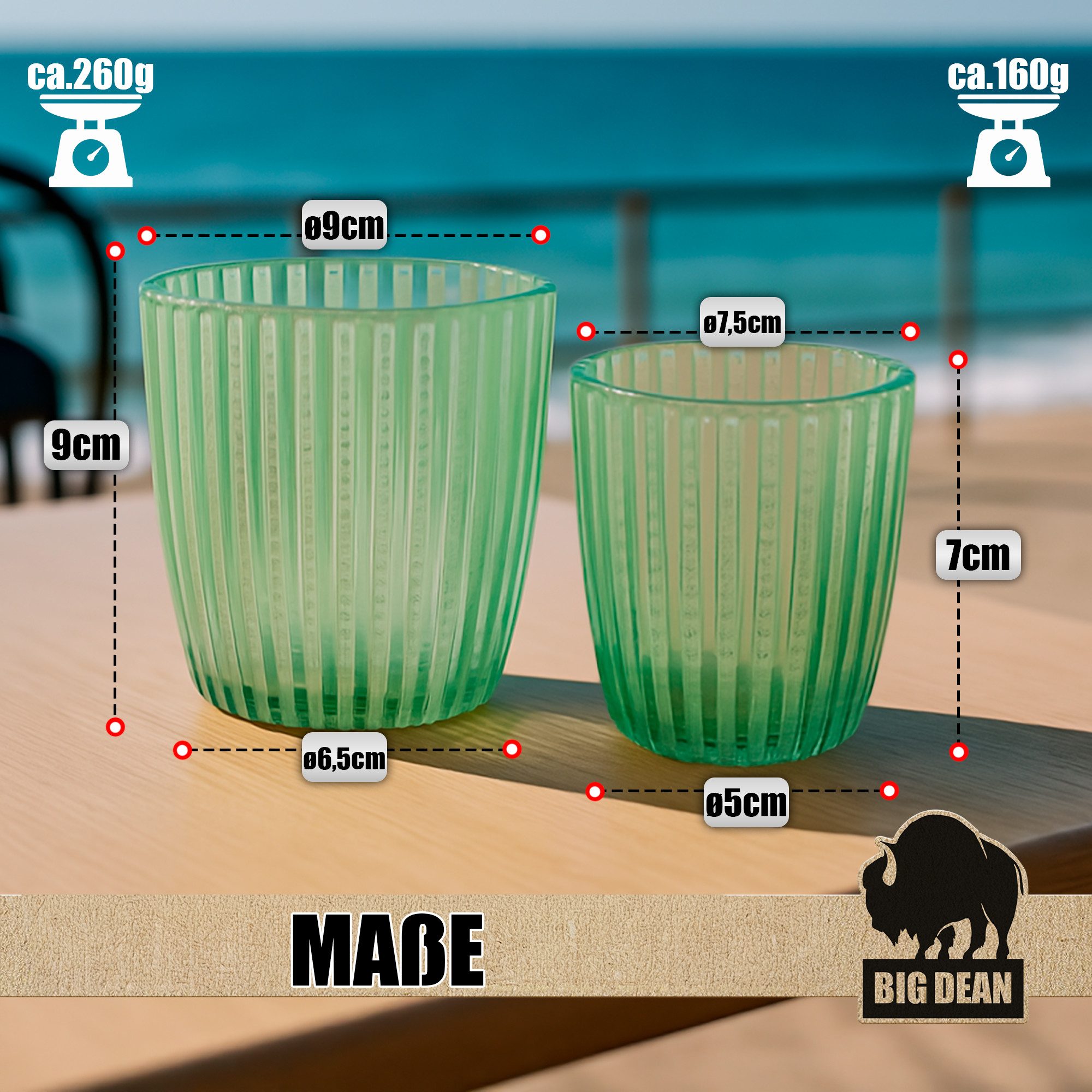 BigDean Teelichthalter Windlicht Glas grün Teelichthalter 6er Set Teelichthalter (Set, 6 St., Teelichthalter), Teelicht aus Glas mit dem gewissen Flair – Bild 3 von 5