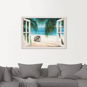 Artland Wandbild Fensterblick - Karibik, Fensterblick (1 St), als Leinwandbild, Wandaufkleber in verschied. Größen
