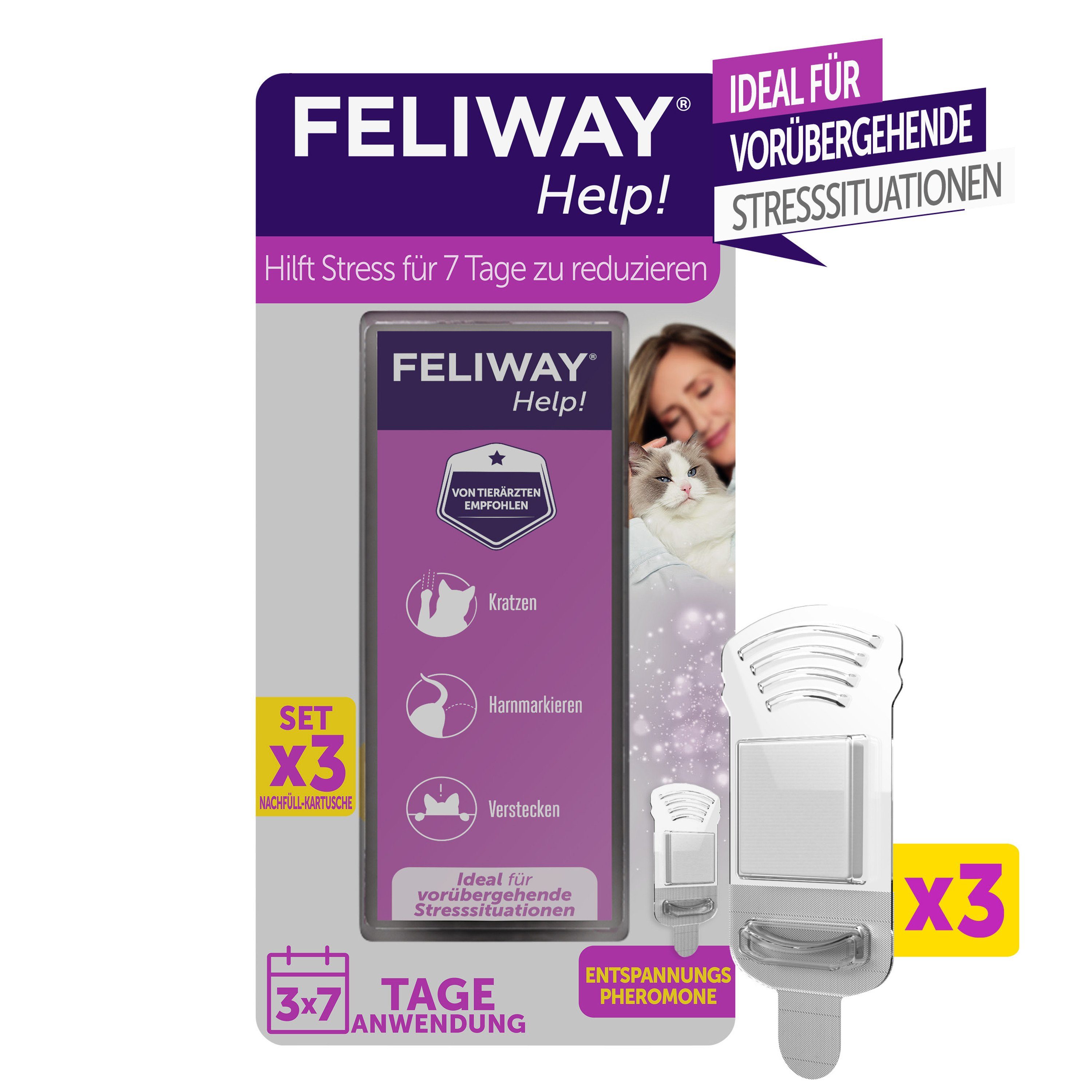 Katzenstreu FELIWAY Help Nachfüllset, mit 3 Pheromonkartuschen