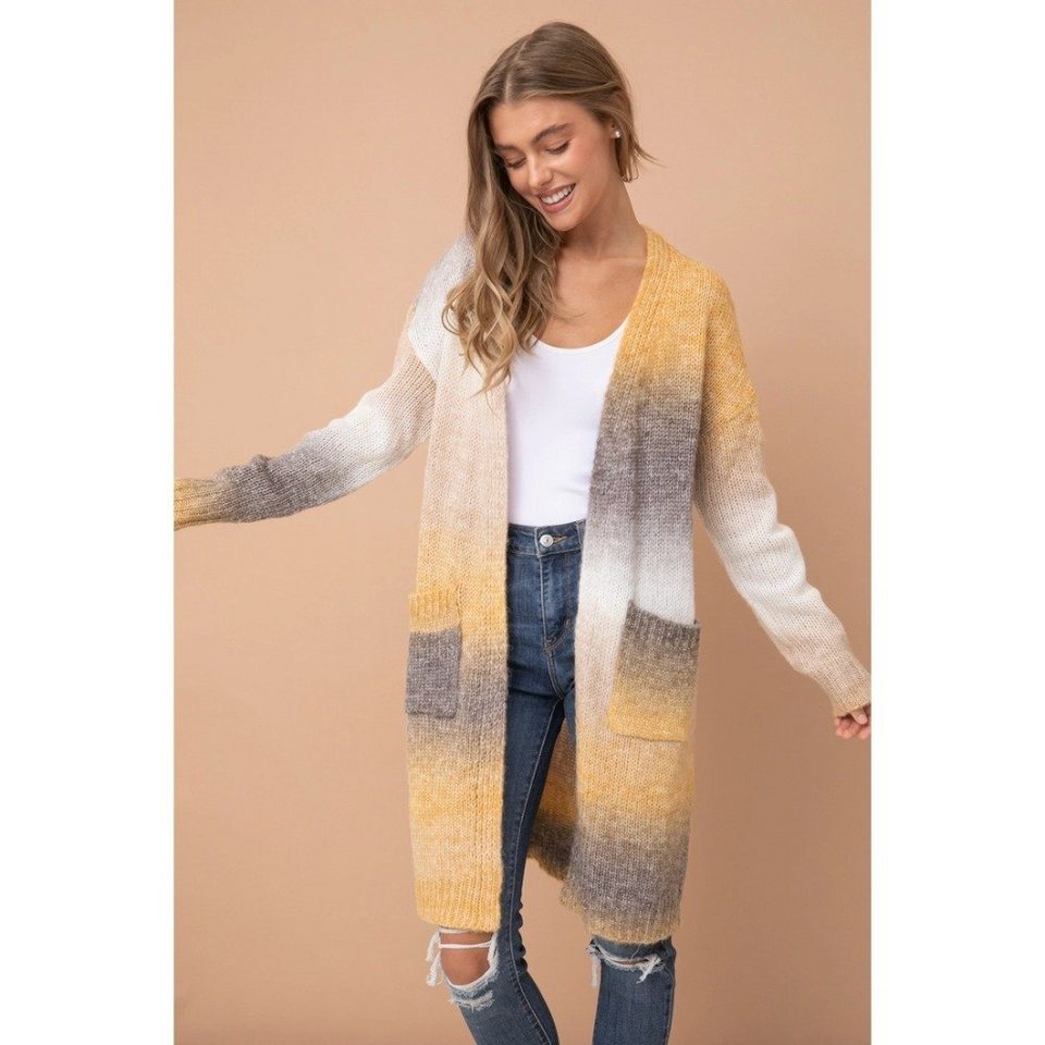 Cozy Co Longstrickjacke AUTUMN MOMENTS (1-tlg) Melierter Farbverlauf, Lange  Strickjacke