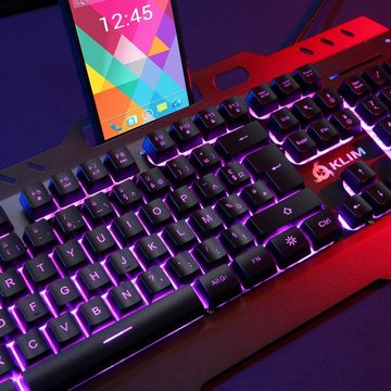 KLIM Lightning Gaming Tastatur Gaming-Tastatur (QWERTZ, Metallgehäuse, Halbmechanische Tastatur)