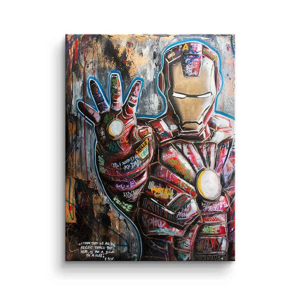 DOTCOMCANVAS® Leinwandbild Iron Man, Leinwandbild Iron Man Marvel Porträt Comic Cartoon Pop Art Gemälde