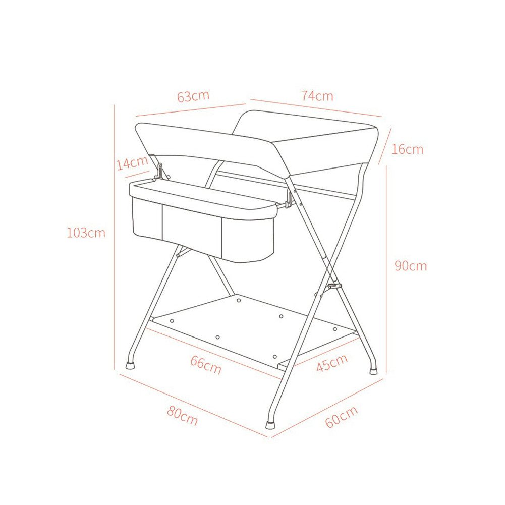 GarveeMore Wickeltisch Klappbare,Mobiler Wickeltisch Mit Lagerregal und Abl günstig online kaufen