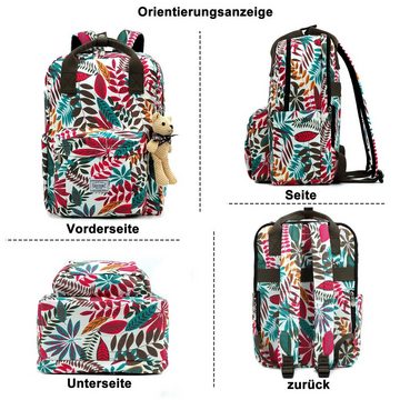 TAN.TOMI Schulrucksack Schulrucksäcke Damen Herren Tagesrucksack mit laptopfach, wasserdichte Mitgeliefert wird ein kleiner Teddybär-Anhänger