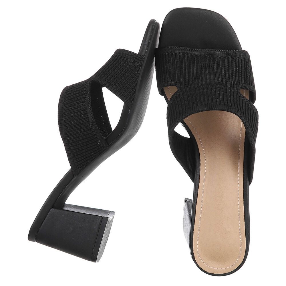 Ital-Design Damen Sandaletten mit Blockabsatz und Riemen Pantolette (91742710) Blockabsatz Sandalen & Sandaletten in Schwarz