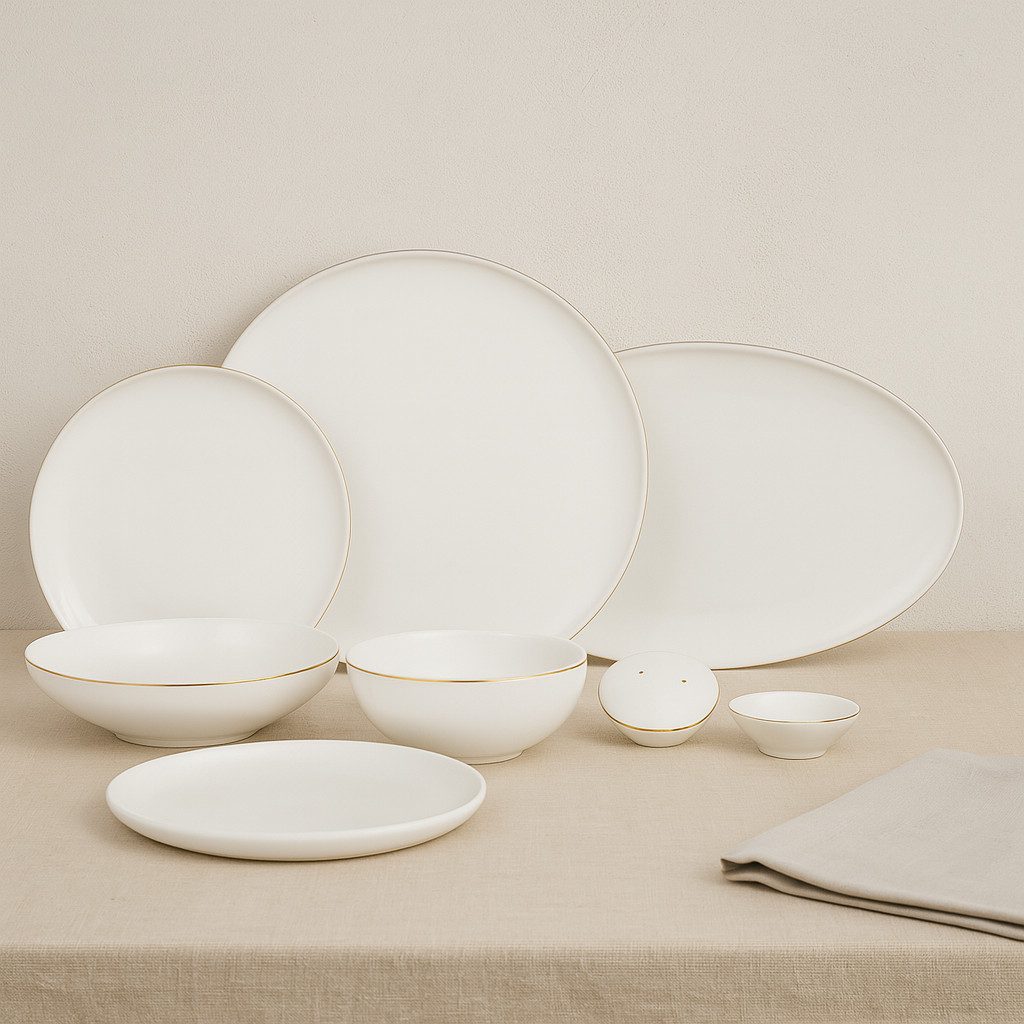 Bricard Geschirr-Set Canet Tafelgeschirr, Porzellan, spülmaschinenfest 27-tlg., 6 Personen, Mikrowellen geeignet