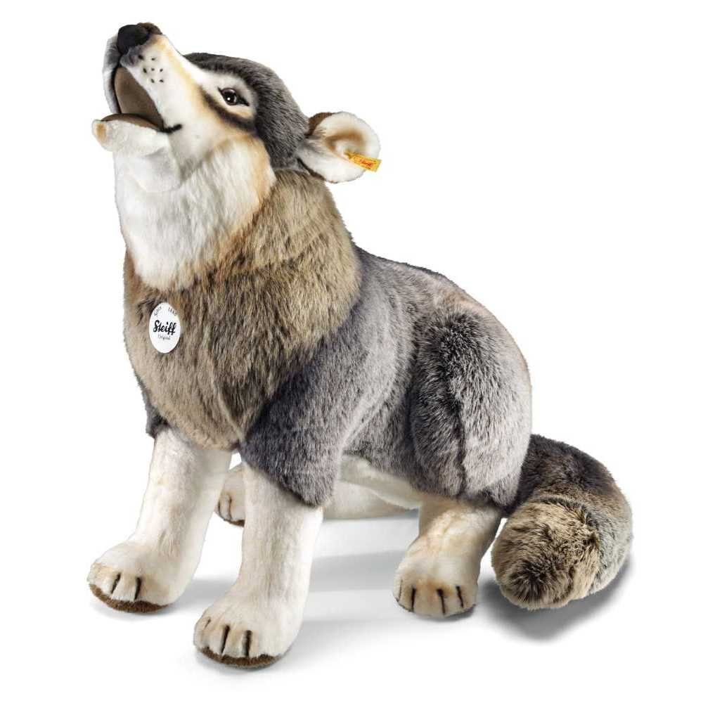 Kuscheltier Steiff 075759 Snorry Wolf 60 cm sitzend grau Waldtier