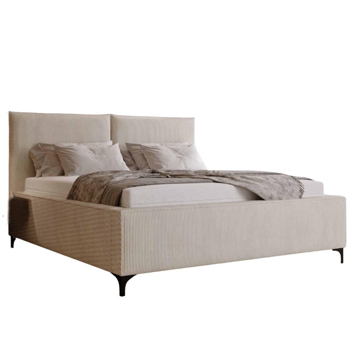 Compleo Polsterbett LEO Füße aus Metall, Elegant und modern Cordstoff oder Velvet
