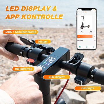 EVERCROSS TECH E-Scooter EV10KP mit Straßenzulassung (ABE), 10'' klappbarer Elektroroller, mit APP, 10,4AH Akku, MAX 20KM/H, duales Bremssystem