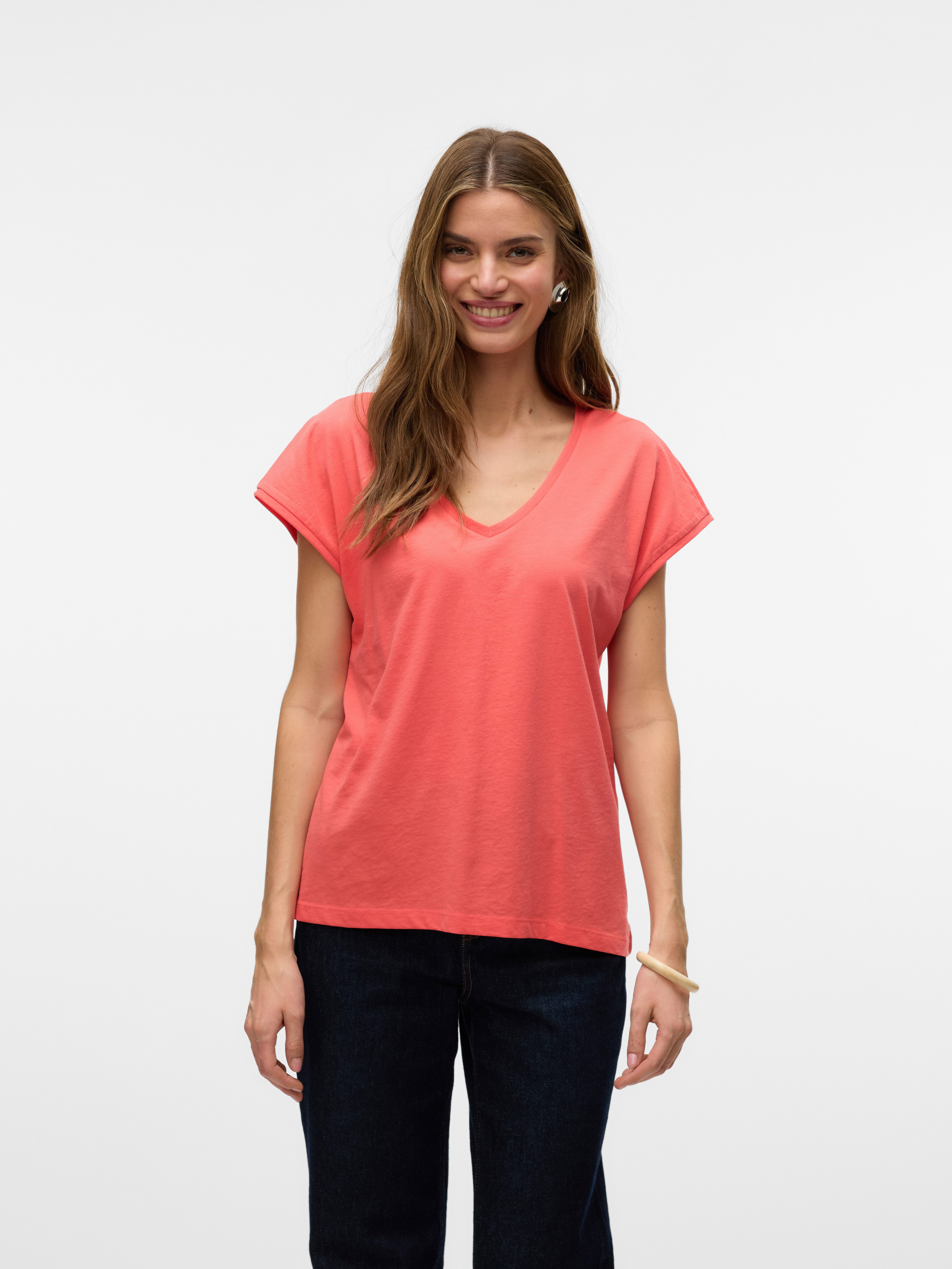 Vero Moda Kurzarmshirt VMLUNA SS V-NECK günstig online kaufen