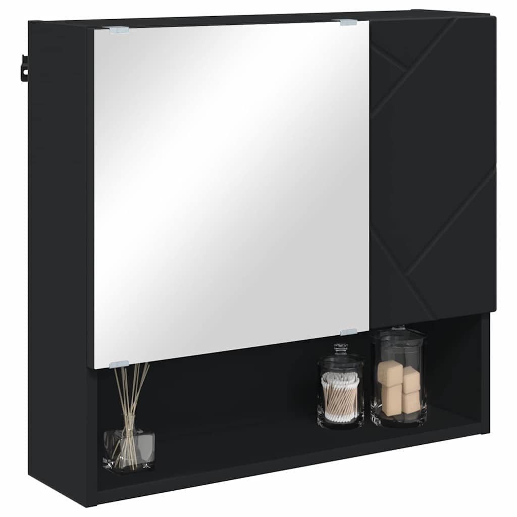 vidaXL Badezimmerspiegelschrank Spiegelschrank mit Regal Schwarz günstig online kaufen