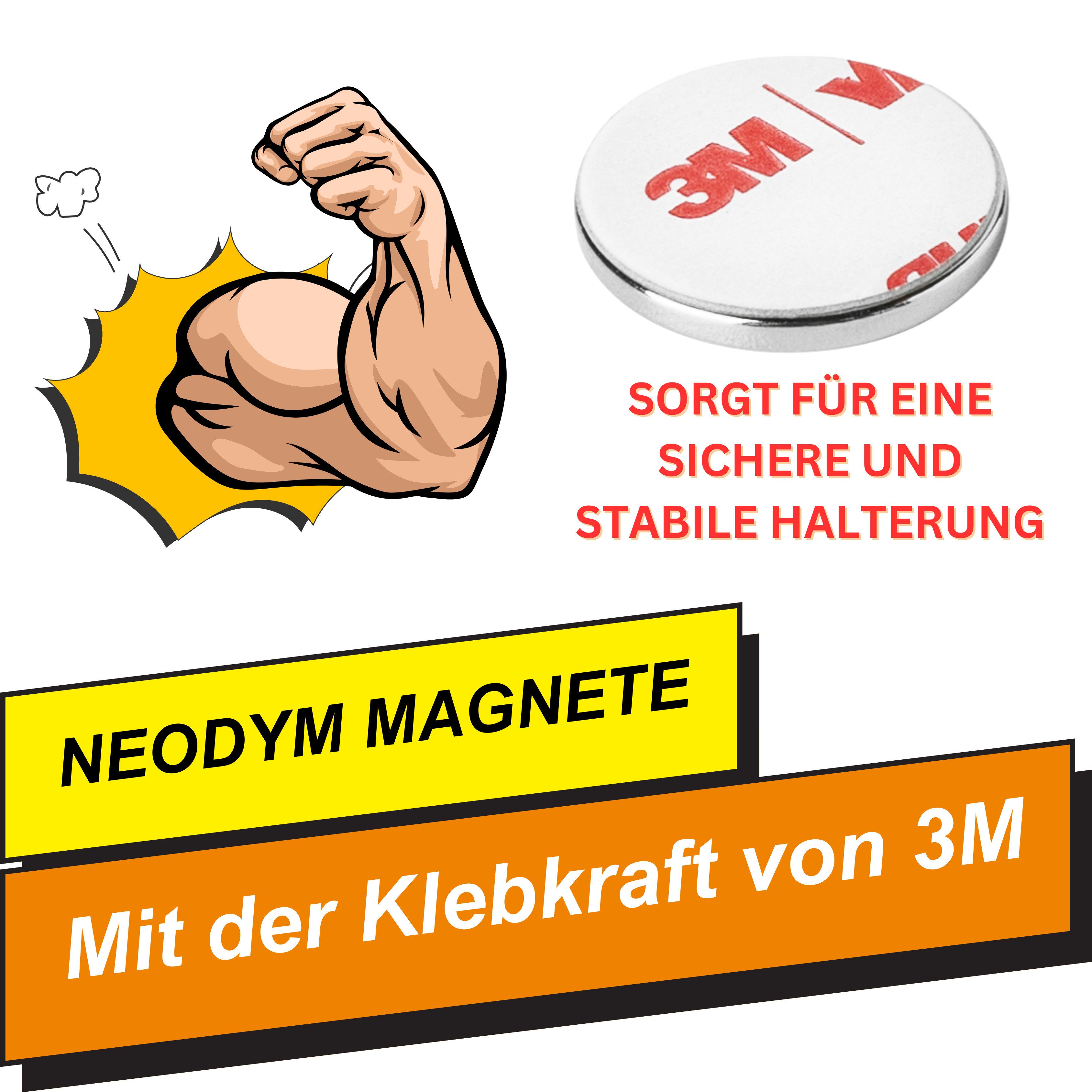 MaajeeKuto Magnet 3M selbstklebend Scheibenmagnet Ø 10mm x 1,5mm Haftkraft 1 Kg (2-St)