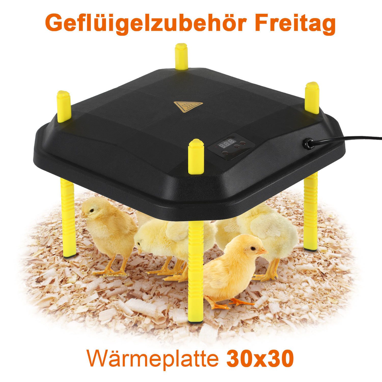 Clanmacy Hühnerstall Küken-Wärmeplatte 40x40cm 42W Heizplatte Temperaturregler Schwarz/Gelb, für Haustiere Geflügel Küken Kätzchen Hühner Farm Frostschutz