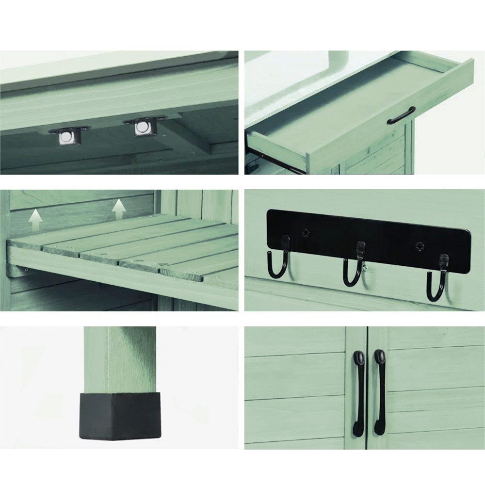 Divit Halter Gartenschrank mit Arbeitsfläche # PG03 Outdoor Schrank wetterfest Holz – Bild 3 von 4