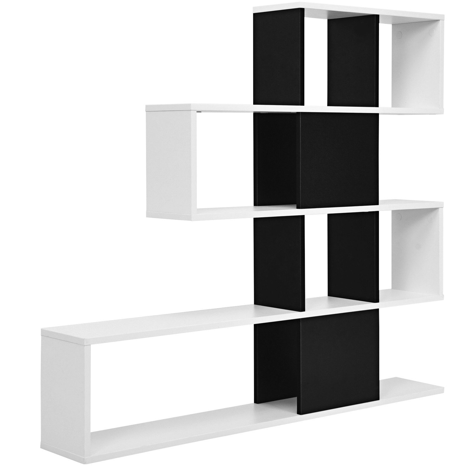 COSTWAY Bücherregal, 5 Etagen Raumteiler, Holz, freistehend, Schwarz + Weiß günstig online kaufen