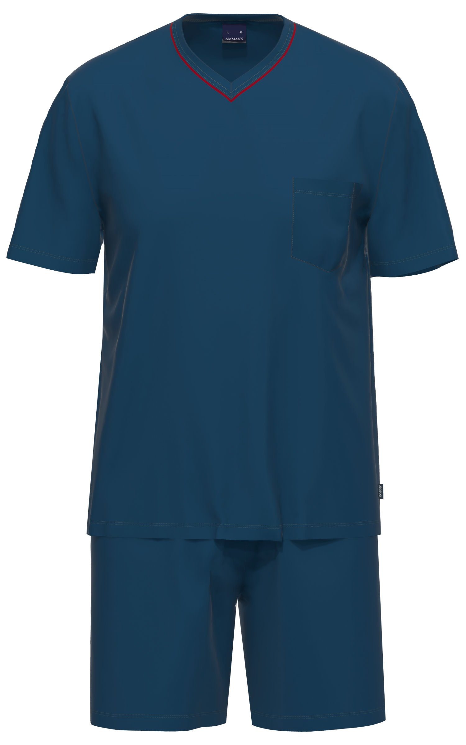 Ammann Schlafanzug Herren Schlafanzug Shorty (2 tlg) Baumwolle blau