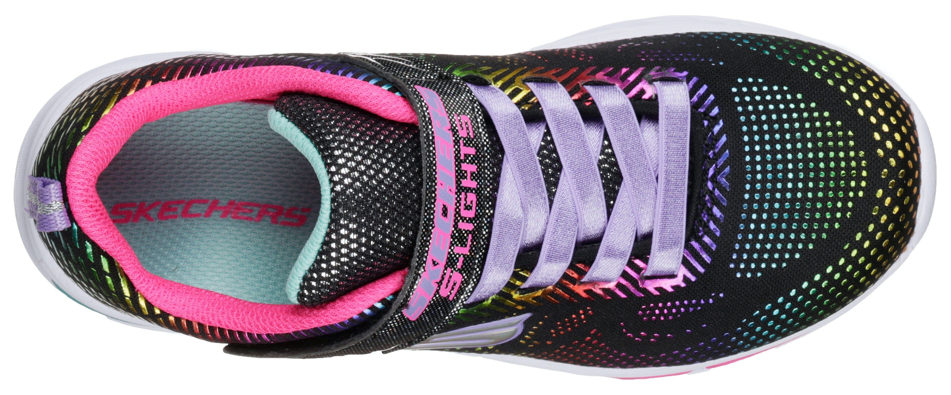 Blinkschuh blinkender Kids mit N`Dream Sneaker Laufsohle LITEBEAMS-Gleam Skechers schwarz-regenbogenfarben-glitzer