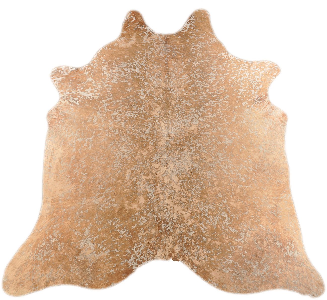 KUHFELL online & NOMAD Fellteppich Kuhfell Rinderfell Teppich hellgrau Silber & Gold Metallic Effekt XL