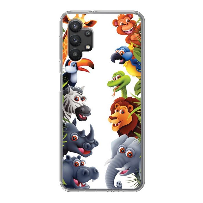 MuchoWow Handyhülle Dschungel - Tiere - Jungen - Mädchen - Giraffe - Elefant - Kinder Handyhülle Samsung Galaxy A32 5G Smartphone-Bumper Print Handy