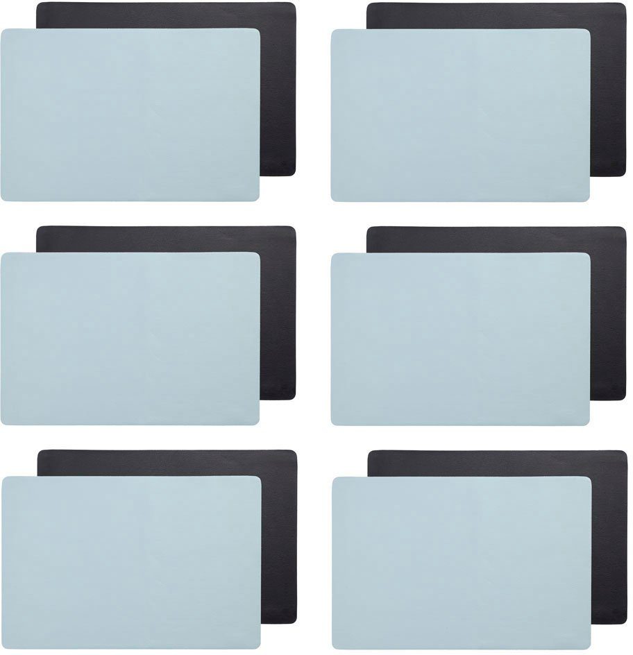 Platzset, two tone, Zeller Present, (Set, 6-St), 30x45 cm, abwaschbar, wendbar mint / schwarz | Tischsets