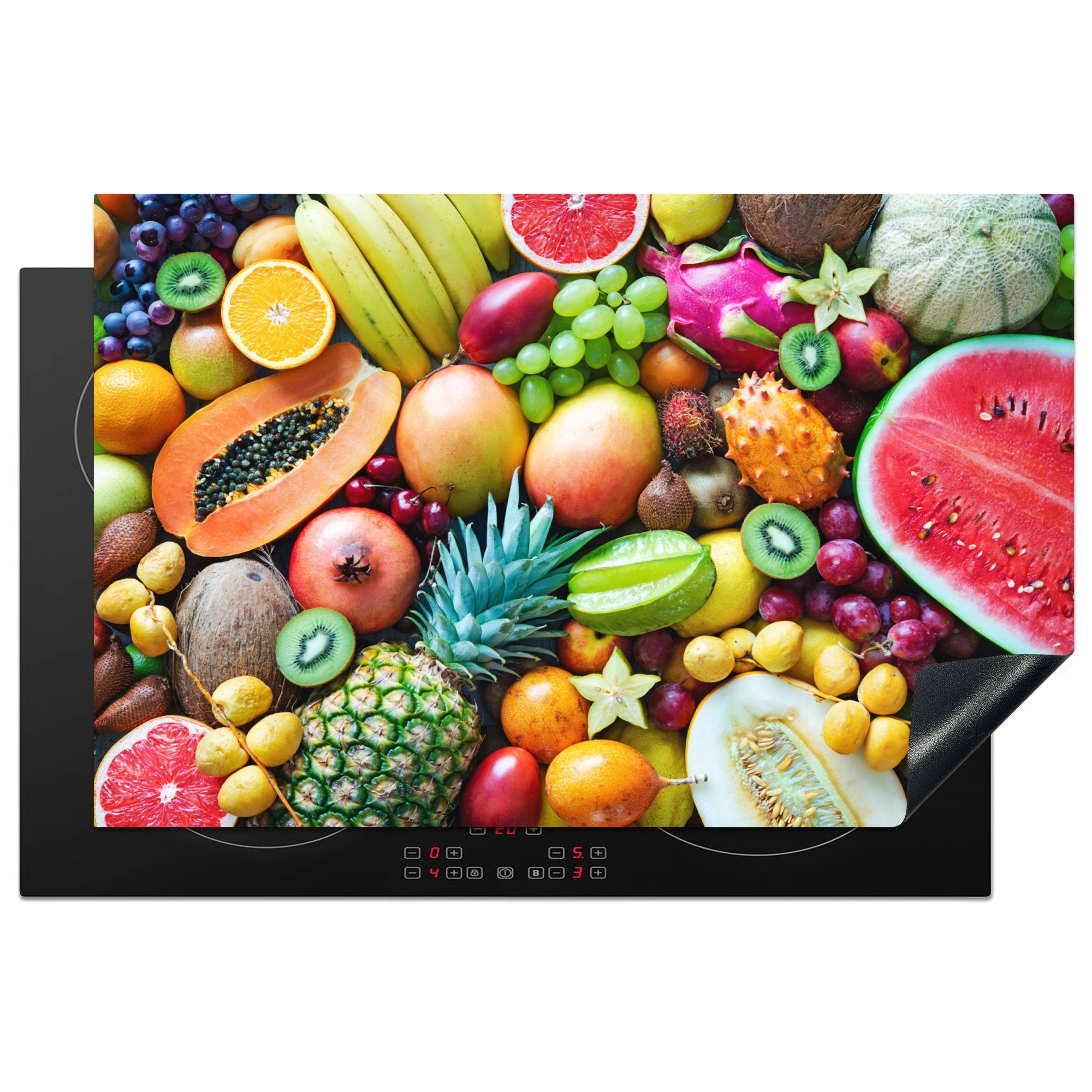 MuchoWow Herdblende-/Abdeckplatte Obst - Ananas - Tropisch, Vinyl, (1 tlg), 81x52 cm, Induktionskochfeld Schutz für die küche, Ceranfeldabdeckung