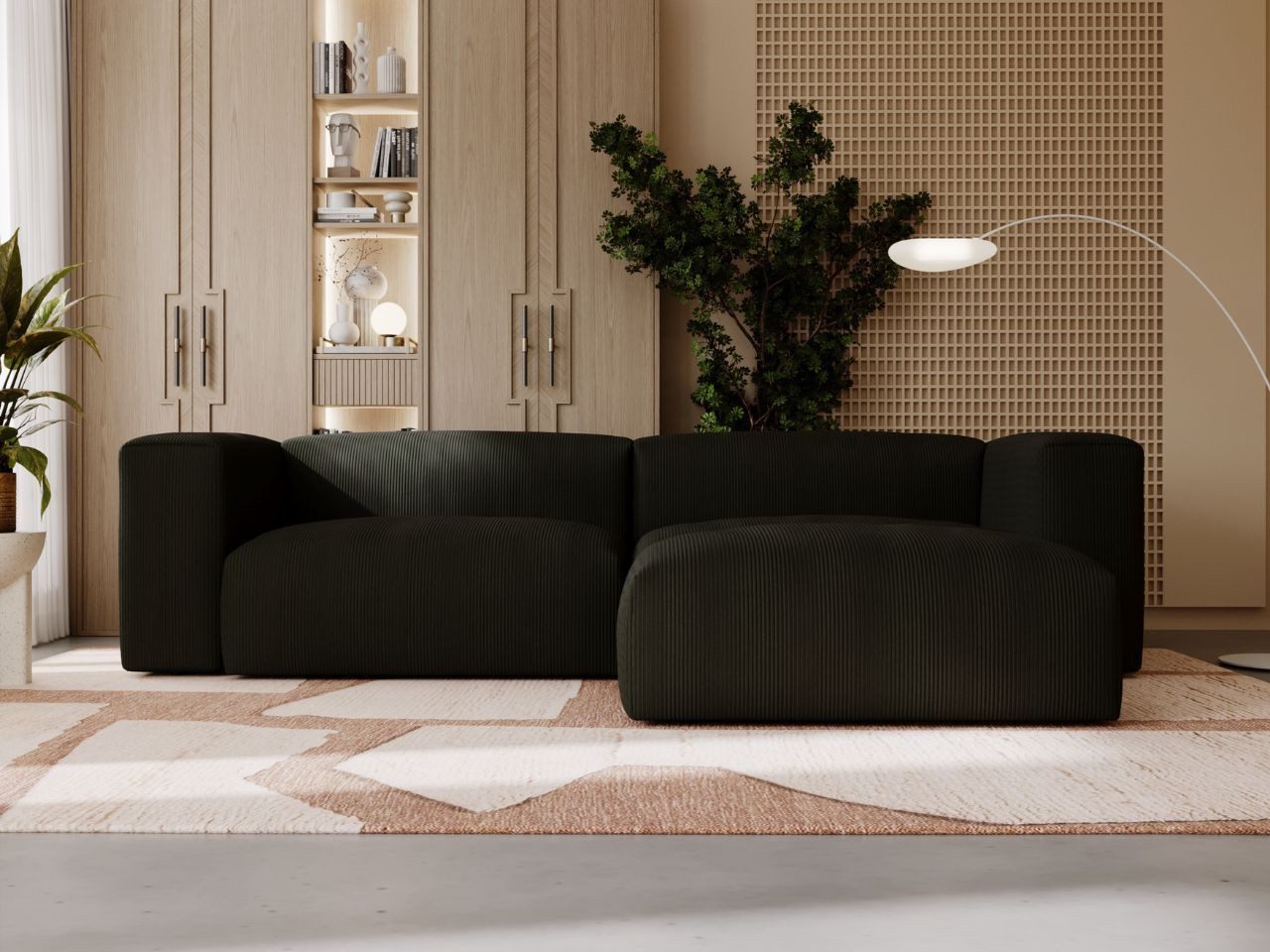 GrainGold Ecksofa L-Form Landi L, Set, Couch, T25-Schaum, Freistehendes, Wellenfedern