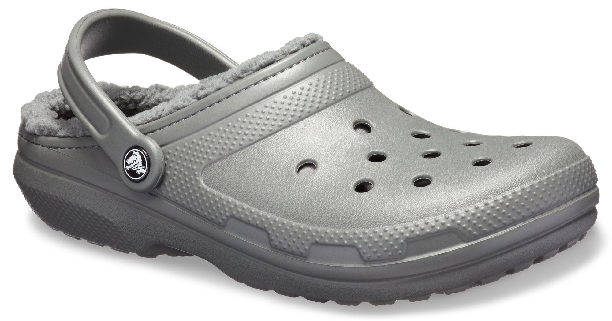 Crocs Classic Lined Clog Hausschuh mit kuscheligem Fellimitat grau