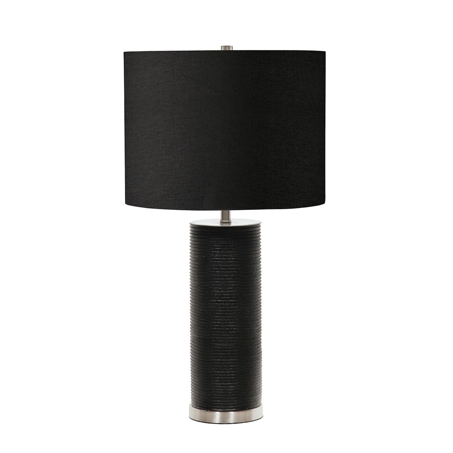 Licht-Erlebnisse Nachttischlampe LEILA, ohne Leuchtmittel, Tischlampe E27 65 cm Schwarz Stoff Keramik Klassisch Beleuchtung
