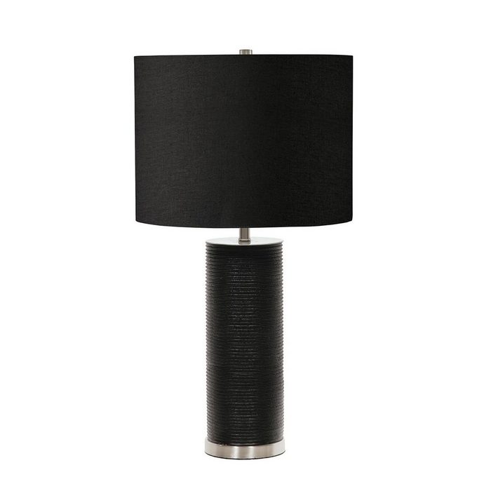 Licht-Erlebnisse Nachttischlampe LEILA ohne Leuchtmittel Tischlampe E27 65 cm Schwarz Stoff Keramik Klassisch Beleuchtung
