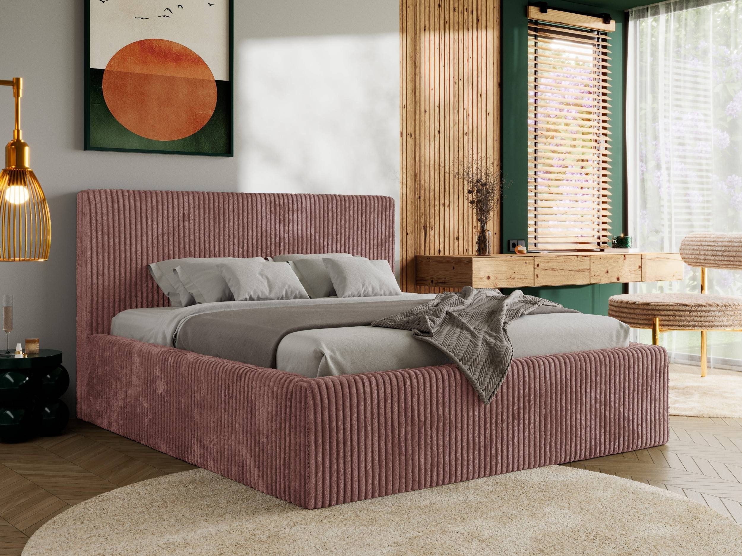 MKS MÖBEL Polsterbett TILIANO CLASSIC (Packung, Set, moderne Bett mit Stauraum, Doppelbett mit Gepolstertes Kopfteil), Cord Bett, mit/ ohne Matratzen, Lattenrost