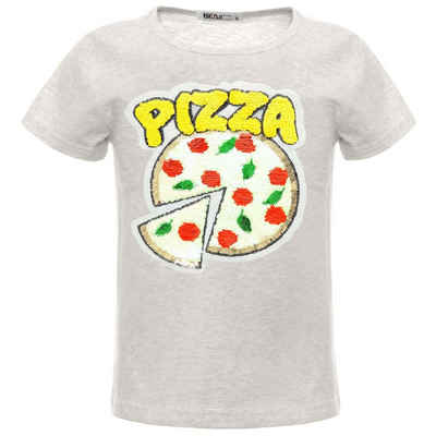 BEZLIT Paillettenshirt Mädchen T-Shirt Wende Pailletten mit PIZZA Motiv (1-tlg) mit Wendepailletten